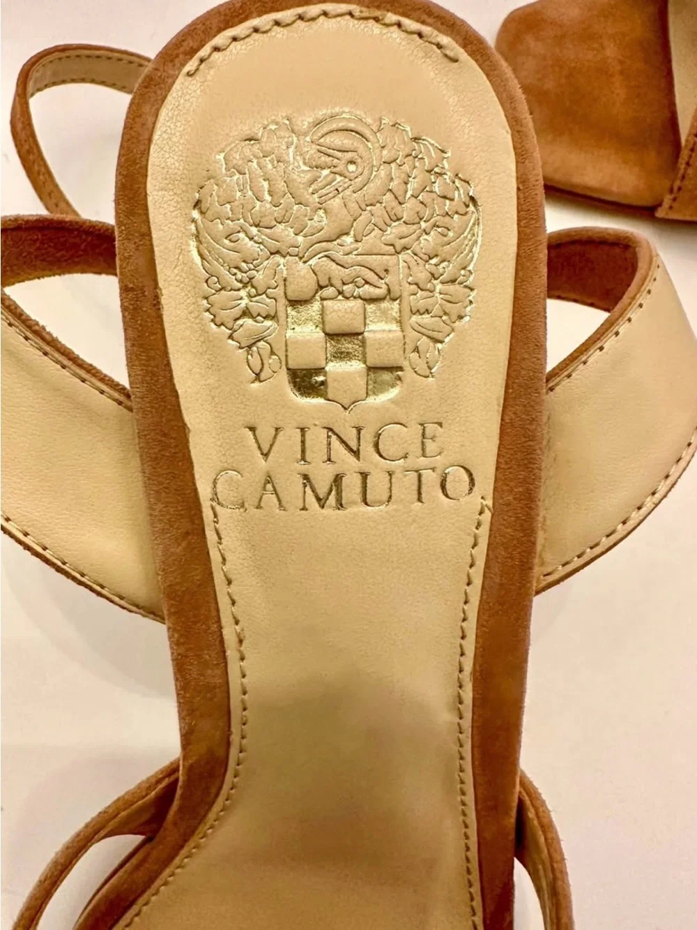 Vince Camuto Women's Suede Tan Strappy  Heels